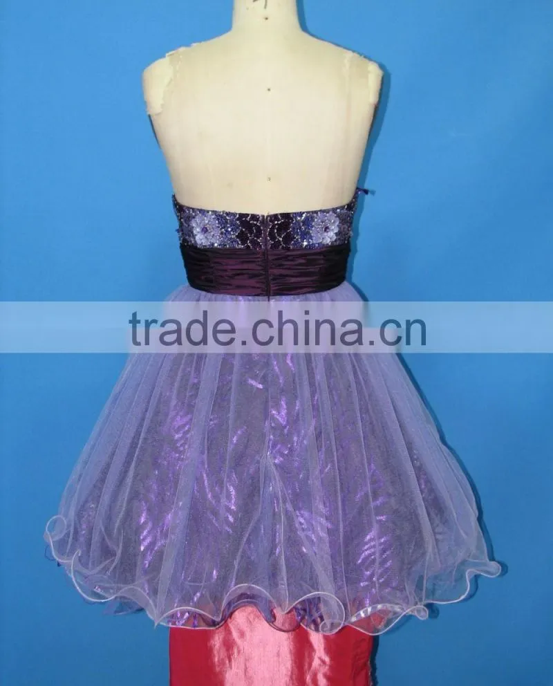China Homecoming Dresses Purple Short Puffy Evening Dress Wholesale