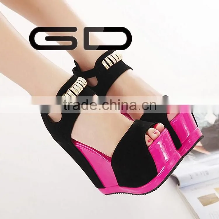 GDSHOE 2016 ladies sexy rubber wedge shoes and peep toes high heel andals