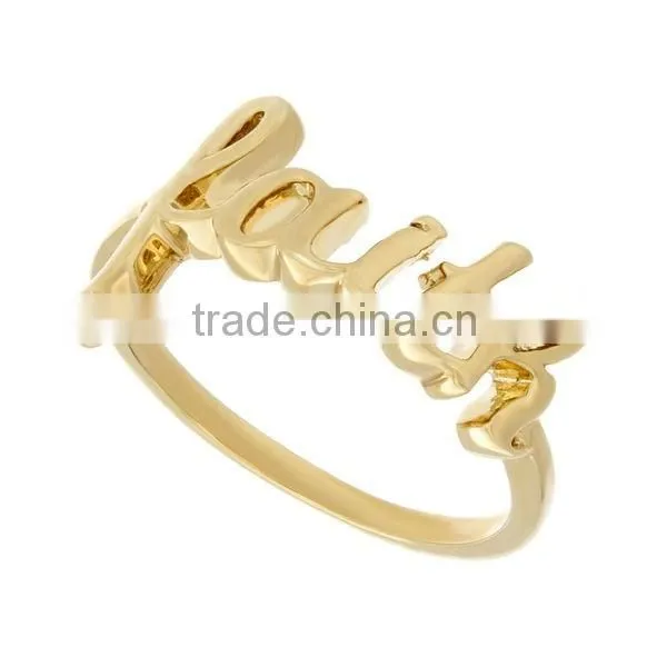 High Polish Sterling Silver Essential Silver Faith Script Letter Ring