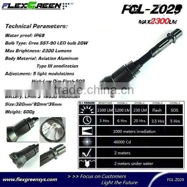rechargable 18650 battery SST-90 LED flashlight