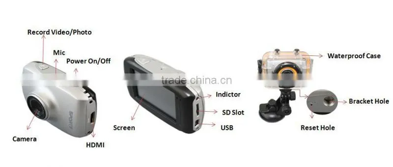 2 inch FULL HD 1080P Sport action camera waterproof Under water 5M Helmet Sport action camera digital video camera professional