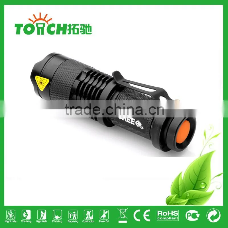 Mini led flashlight 5W 300 lumen cre e waterproof zoomable 3 Modes LED flashlight For AA/14500 battary TL-3001