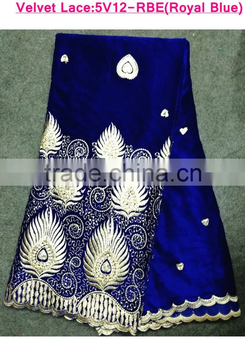Promotional handcut velvet african lace silver velvet for lady's dressing