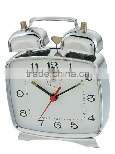 Square metal mechanical alarm clock, table clock