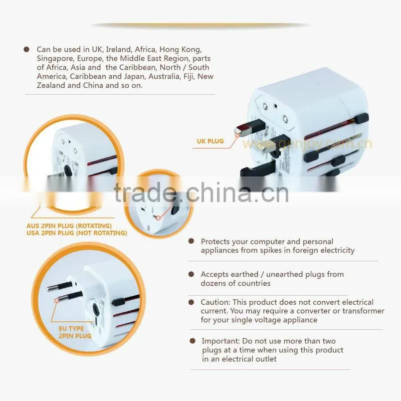 Unbelieveble Price GENJOYA1121 China portable phone charger universal adaptor for AU/US/UK/EU Powre