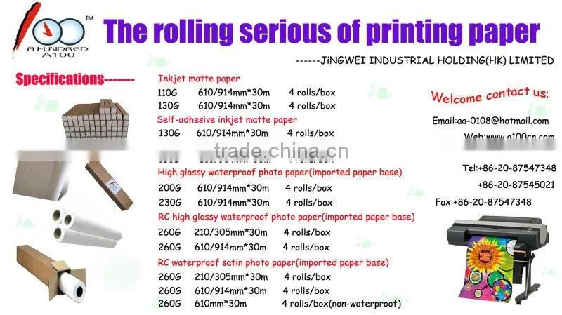 RC waterproof high glossy paper