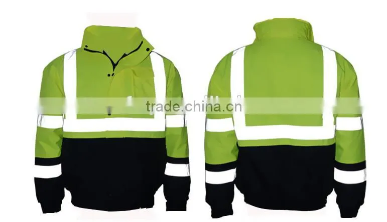yellow high visibility reflective warm windproof waterproof winter riding jacket
