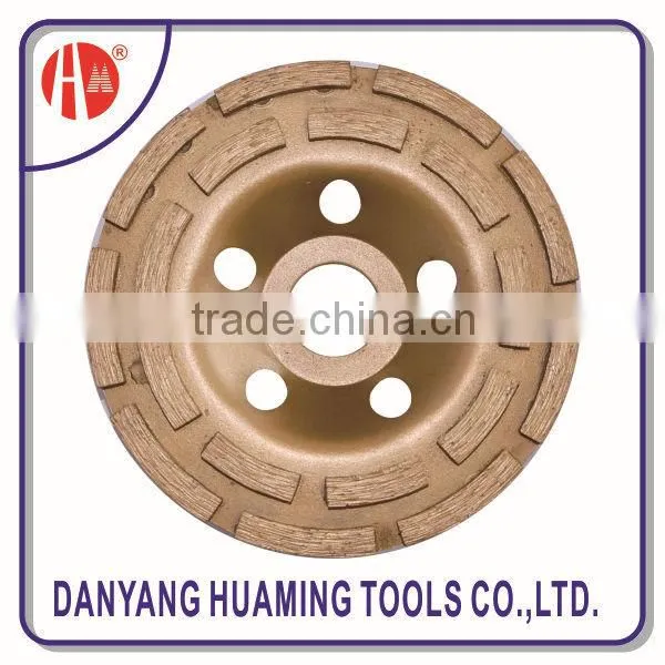 China factory arranged segments Double Row Cup Grinding Wheel for grinding concrete surface and floor