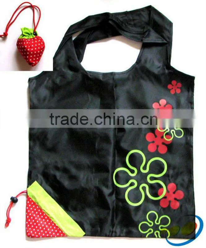 190T Polyester foldable strawberry Bag for shopping