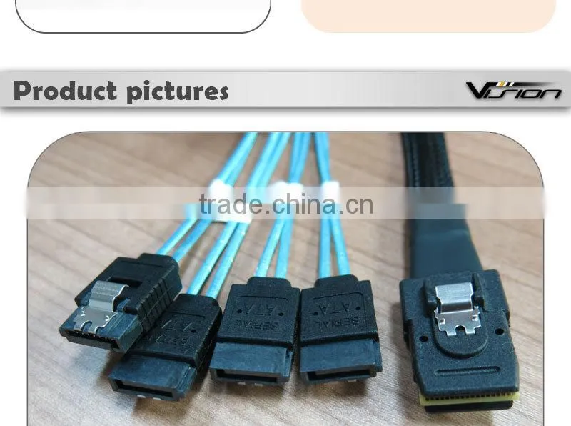 MINI SAS SFF-8087 To 4 SATA 90 degree Angled type HDD cable 100cm
