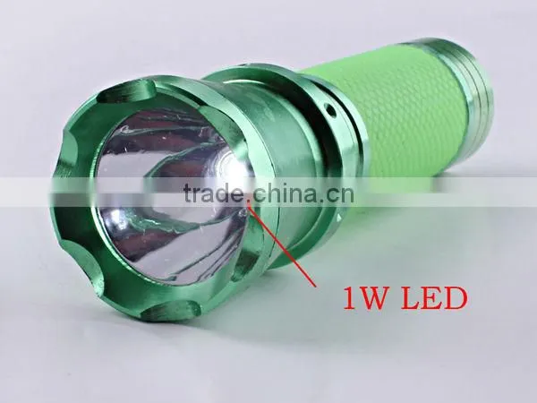 1W LED Aluminum Torch with Rubber Cap