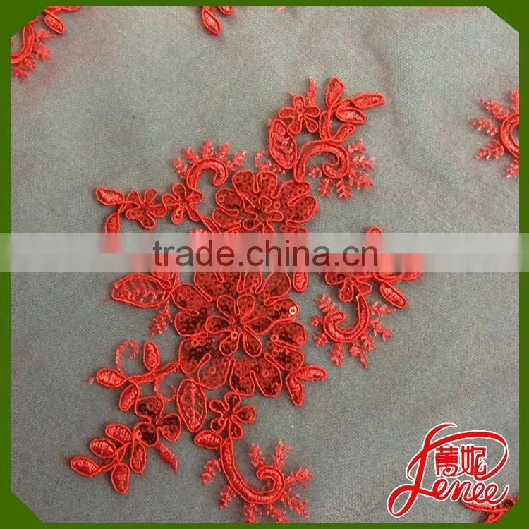 Famous Textile Supplier 100% Polyester Sequined Embroidery Fabric