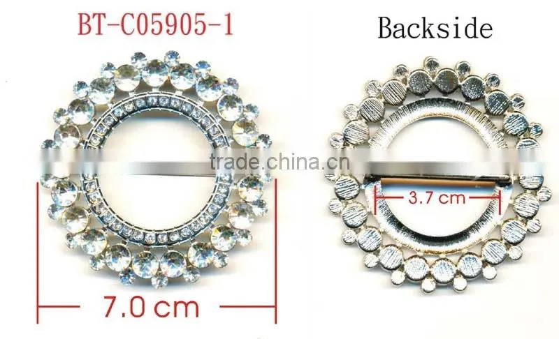 3MM 5MM 8MM Clear Cystal Rhinestone Round Frame Rhodium Metal Belt Buckle