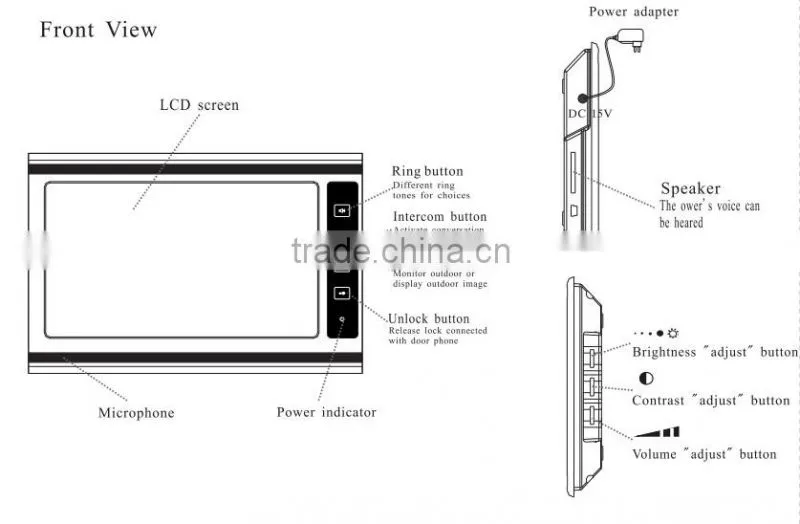 hot sales 9 inch ETE door mounted video door phone video peeping hole camera