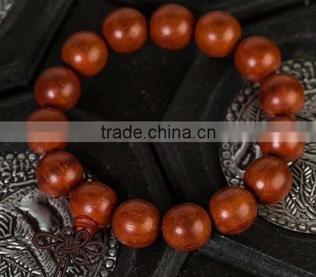 Men's Nice Round Natural Cat's Eye Red Antifatigue Sandalwood Beads Bracelet
