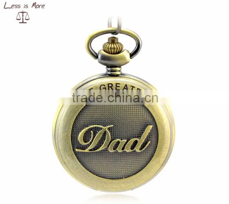 wholesale Antique brass pocket watch necklace as Best love for dad