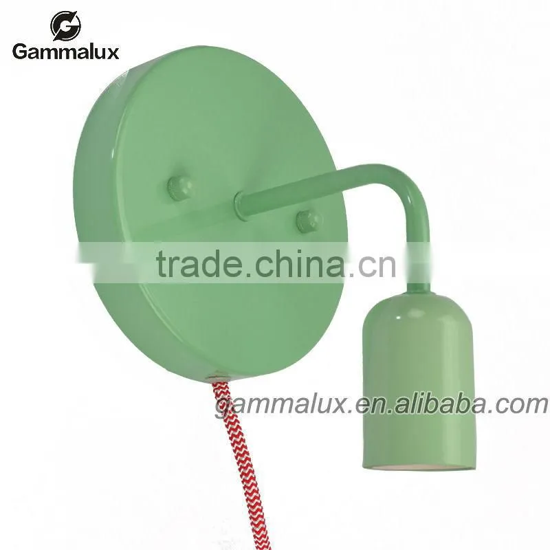 New Design Wall Lamp, Green Wall Light with Braided Wire Power Cord