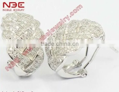 Costume 925 silver hoop earrings,black and white stone silve hoop earrings jewelry