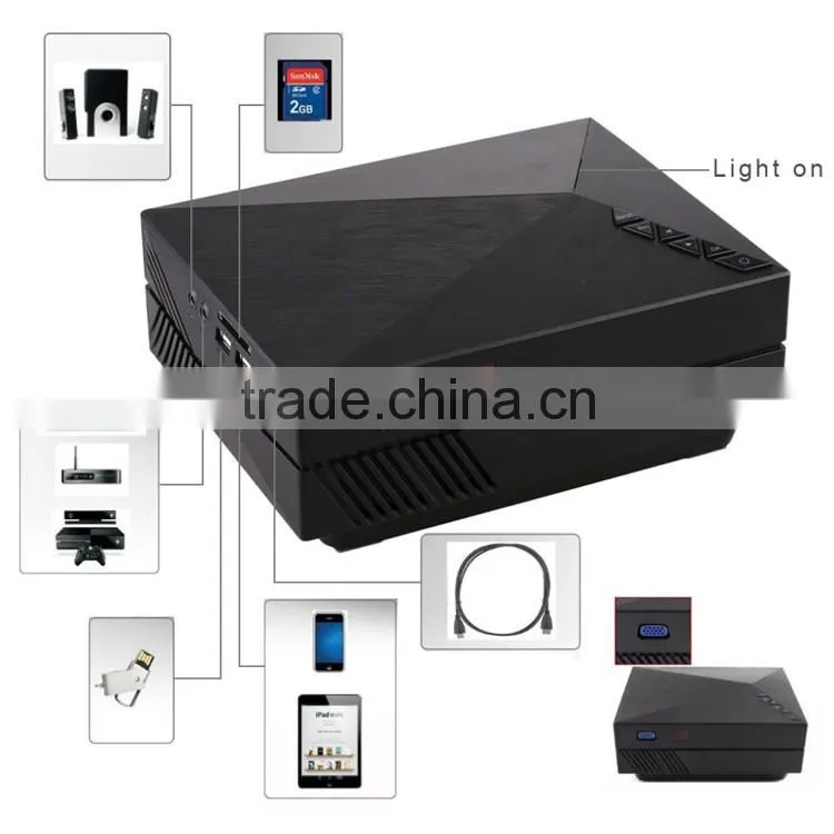 Hot selling GM60 Portable Mini Home theater LED Projector support WiFi connect , with HDMI USB AV VGA SD port