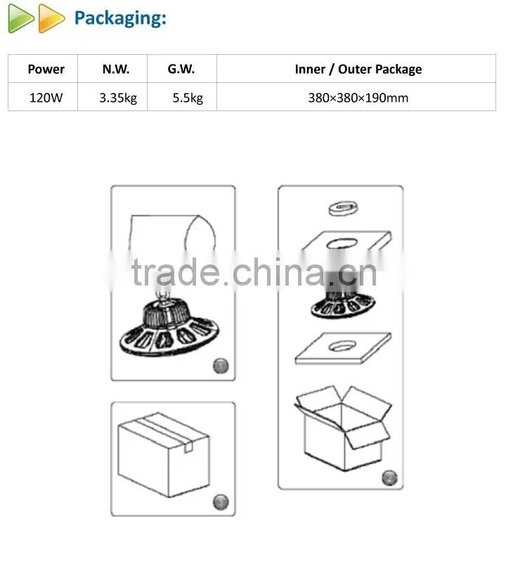 UL DLC TUV certification 120w 150W 200W 240W UFO led iindustrial lighting 135Lms/W 5years warranty ip65 led high bay lighting