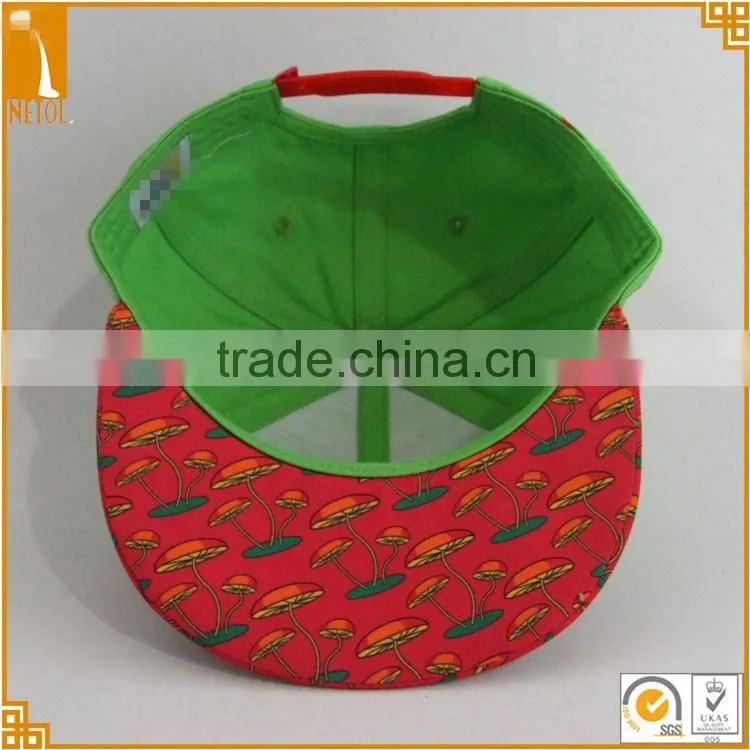 2016 New 6 panels flat printed brim custom snapback baseball caps