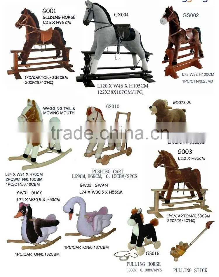 74*30*58cm big lovely customized stuffed plush children rocking horses series toy with wooden base&sound