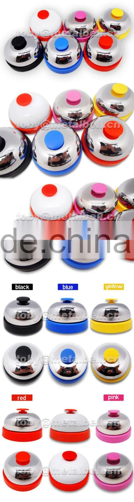 Table call bell in silver plated cover with colorful painted plastic base