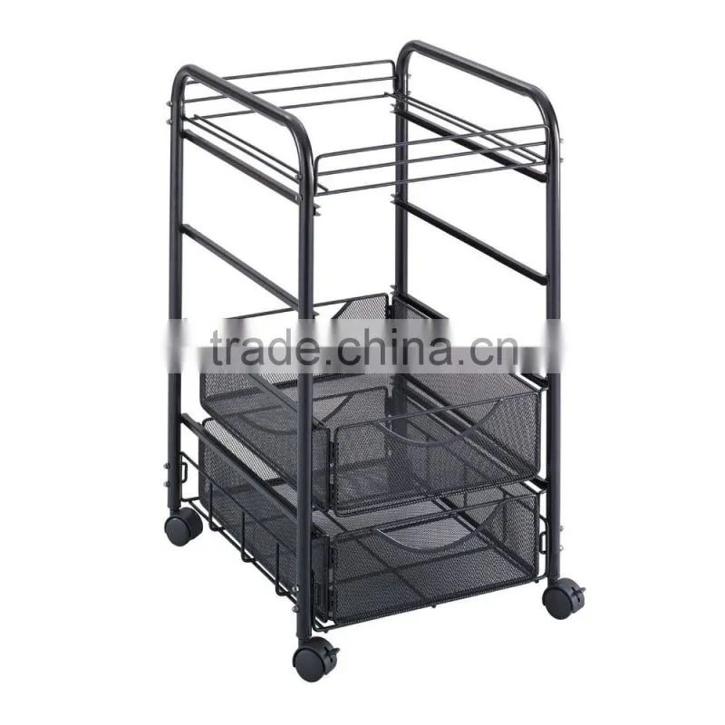 Icegreen Office Use Black Mesh Letter Size File Cart with 2 File Drawers