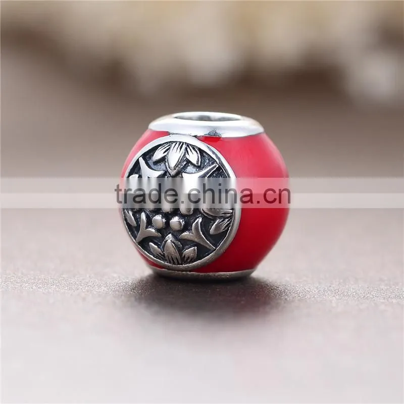 925 Sterling Silver Red Enamel Charms Wholesale Jewelry