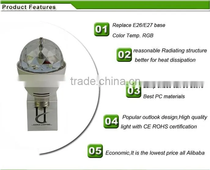 Talent CH-WTD OEM Disco Crystal Ball Lights 3W RGB DJ Stage Lighting Bulb