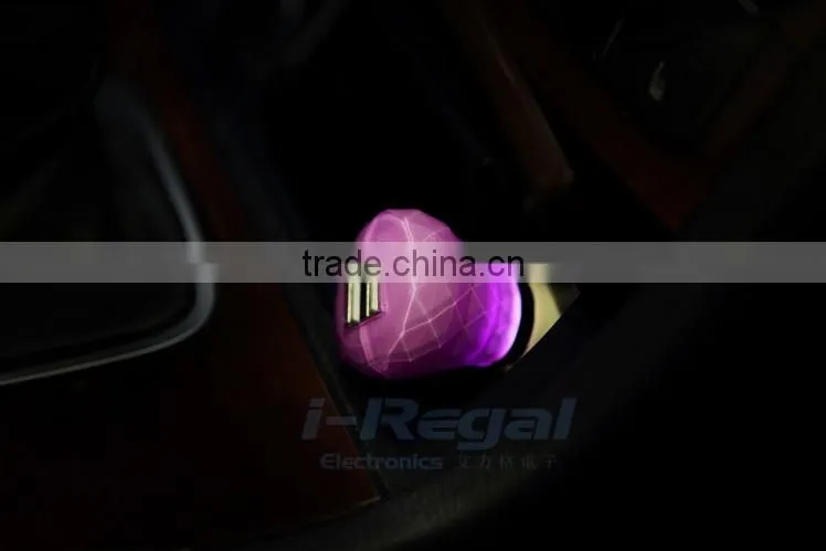 factory CE ROSH certification New design portable dual USB car charger 2.1A with high quality