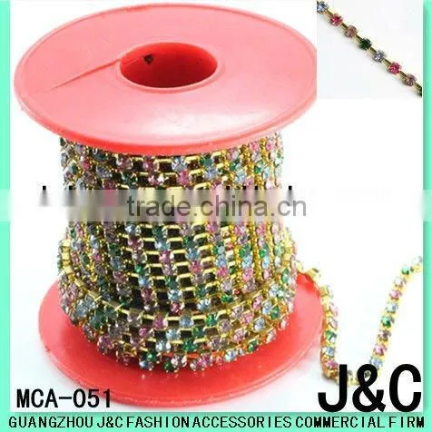 ss12 metal cup chain with black diomand rhinestone