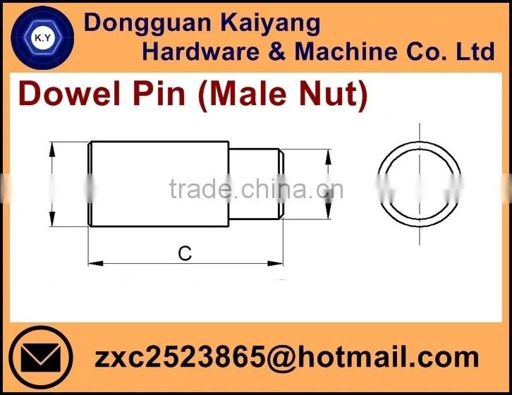 Male Nut/ Dowel Pin (for Furniture) with Bright(White)/Blue/Yellow Zinc Plated; M5, M6, M7