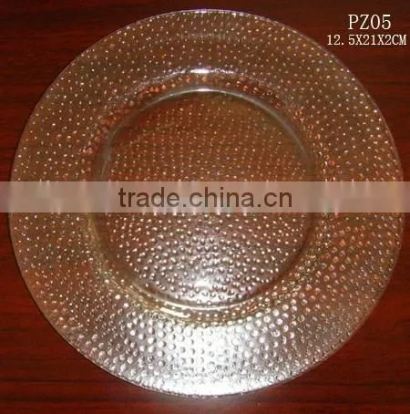 Cheap glass dinner plate embossed plate for restaurant