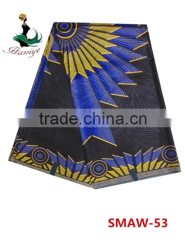 Haniye 2016/SMAW-53 top seller new MOQ 6 yards obama wax printed fabric ankara print african super wax fabric batik print fabric