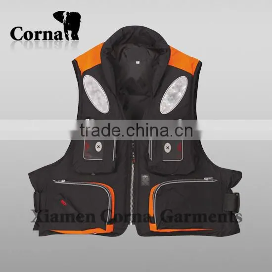 OEM service fishing life vest functional fishing wear with contrast color