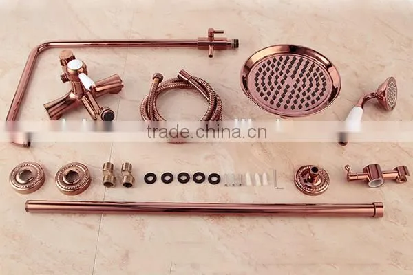 antique brass gold-plated bathroom shower set, china supplier rose colour shower set