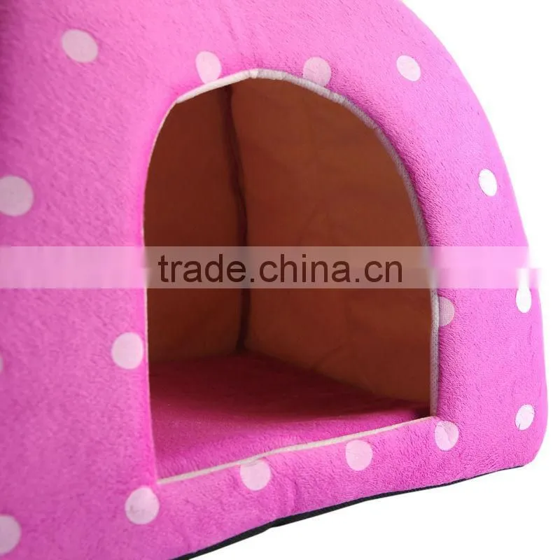 New Arrival Foldable Strawberry Shape Sponge Cut Dog Cat pet Tent Bed
