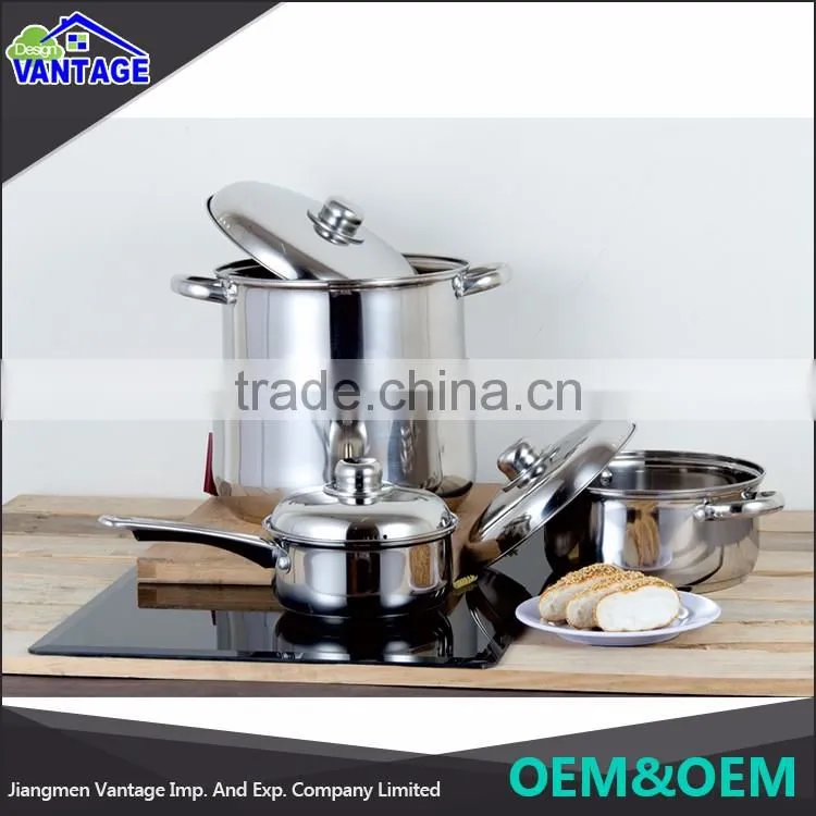 High end stainless steel cooking sets mirror polish kitchen cookware