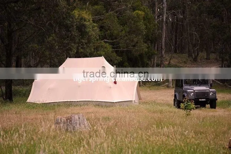 Beige Color Customized Tulip Bell Tents Camping Cotton Canvas Bell Tent