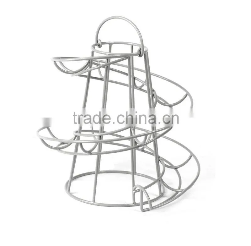 Clay coloured Helter skelter shaped egg stand