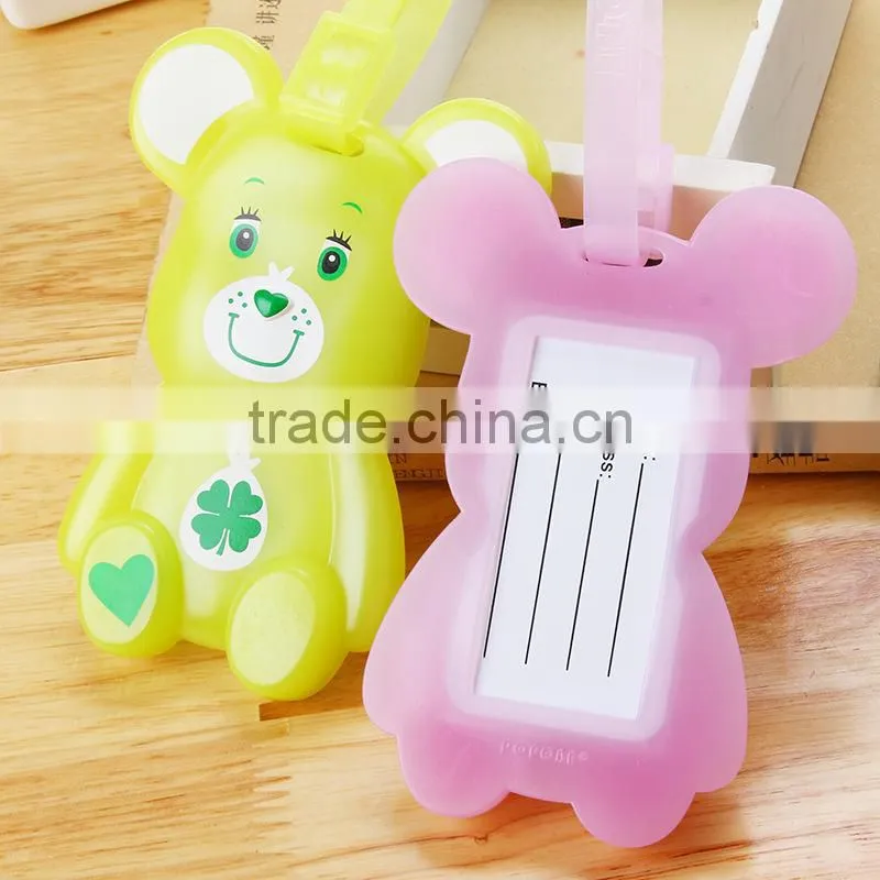 N146 factory supplier high quality hot sale cute cartoon custom brown bear shape luggage tag