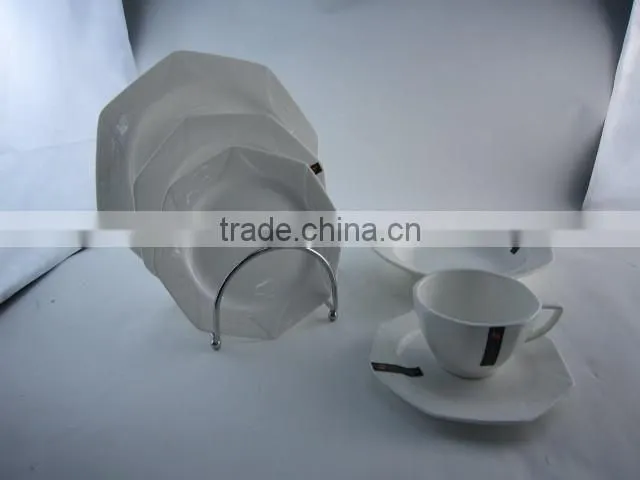 white eight corner porcelain dinner set