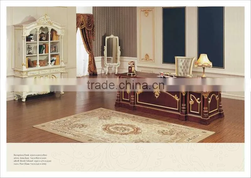 Luxury European Style Executive Office Desk;Antique,Carved Wooden Office Table set,Classical Office Furniture,Desks (BG600040)