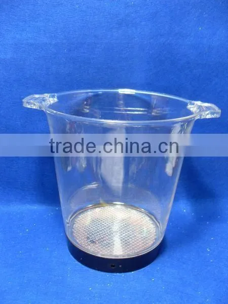 New style transparent plastic PS LED lighted ice bucket with handle