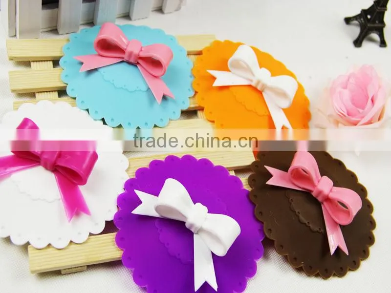 Cute bowknot shaped Silicone Watertight Cup lids Mug Lid Cover lids