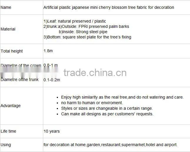 Hot sale air bonsai artificial plastic japanese mini cherry blossom tree fabric for decor
