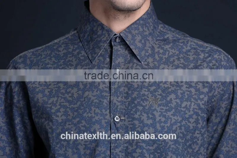 Fashion Long Sleeve Casual Design High Quality 100%Cotton Print Men Shirt