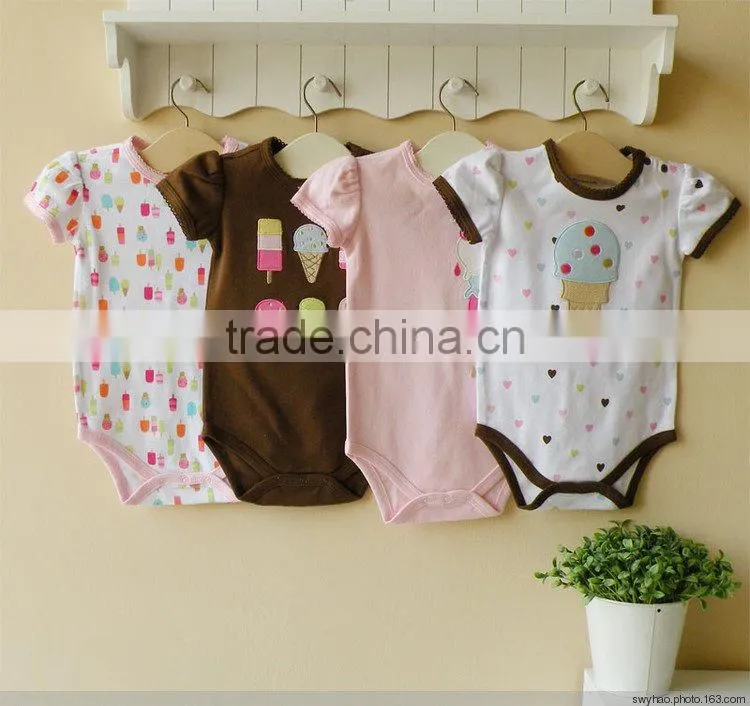 baby clothes cotton embroider short sleeve bodysuit
