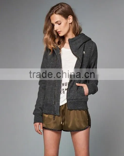 OEM 2016 high quality in printinm wholesale hemp gray full zipper fleece jacket